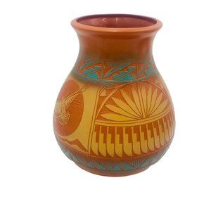 Vintage 2002 Little Navajo Eagle Large Pot, Beautifully Hand Carved and Painted